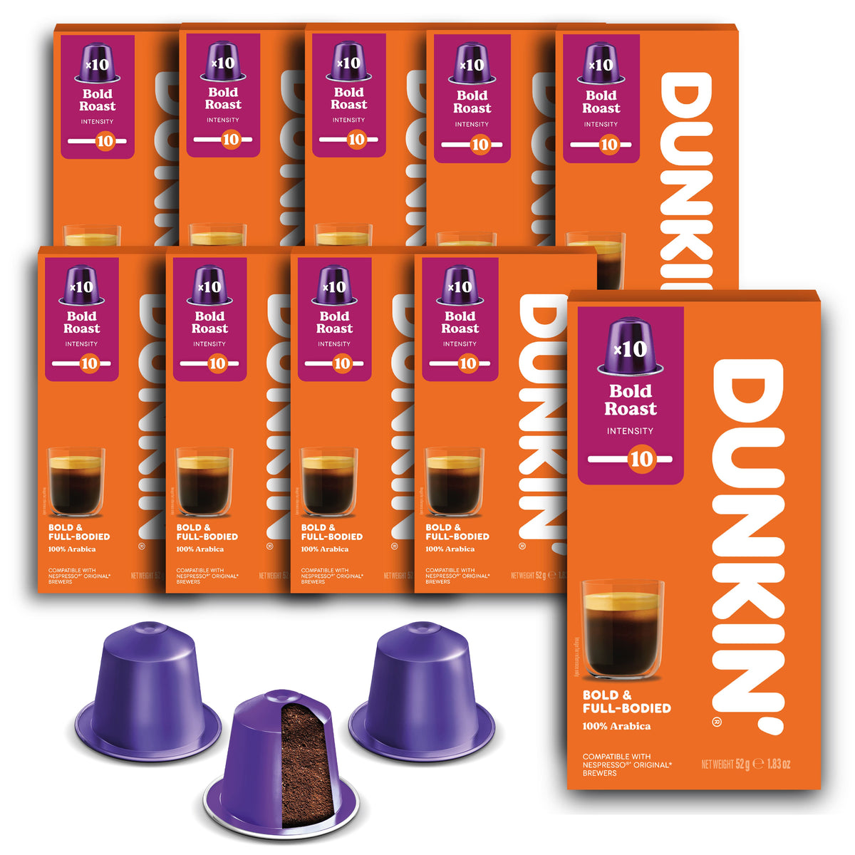 Dunkin' Bold Roast Coffee Capsules for Nespresso® 