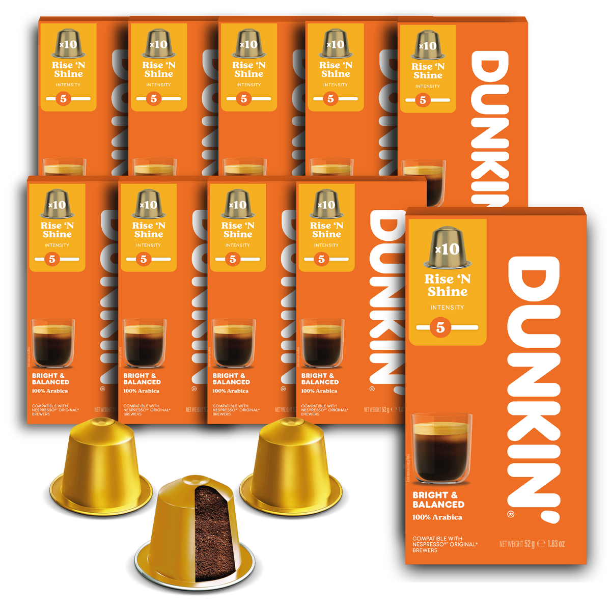 Dunkin' Rise 'N Shine Coffee Capsules for Nespresso® 